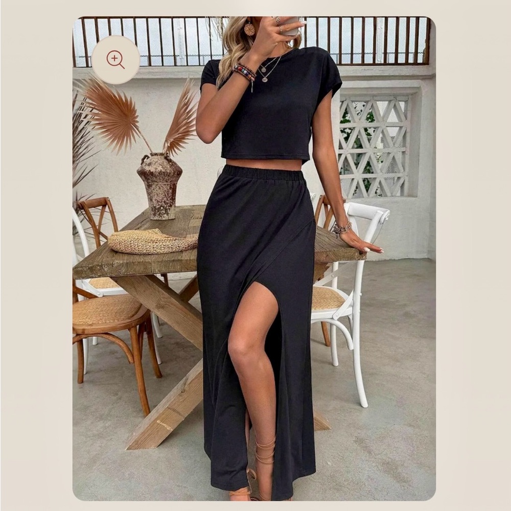 Elegant Black Women's Skirt Set